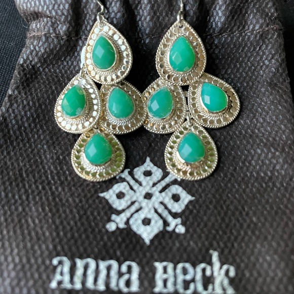 Anna Beck | 18K Gold-Plated Chrysoprase Chandelier Earrings - Picture 2 of 14